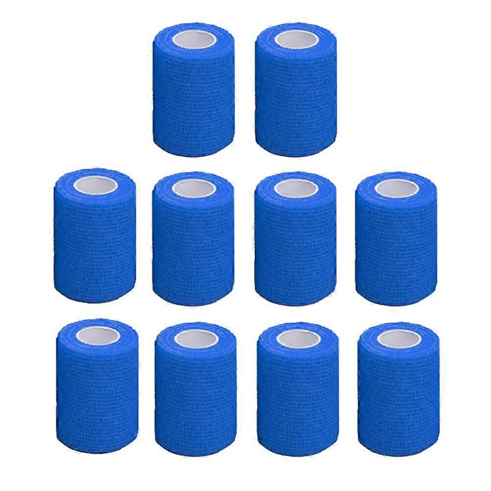 Kricely (As Show, One Size) 10 Roll Useful Cohesive Bandages Self Adherent Wrap Tape Stretch Athletic Strong Elastic First Aid Tape For Medical (Blue) Blue