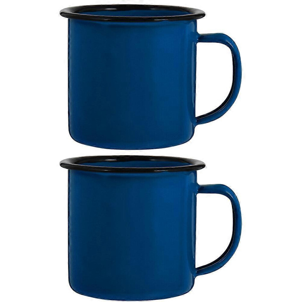 Kricely (As Show, One Size) 2Pcs Enamel Mugs Camping Mugs Enamel Coffee Tea Mug Drinking Cups For Office Travel