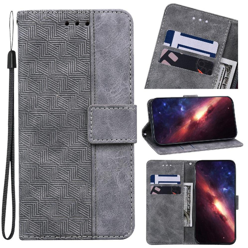 Photos - Case Flip for Motorola Thinkphone 25 Wallet Cover Kickstand Feature Geometric Embossed Premium Pu Leather(Gray )