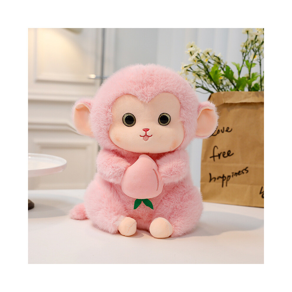(Pink,20cm/7.87in)Peluche singe étreignant pêche poupée oreiller pp coton peluche cadeaux enfants