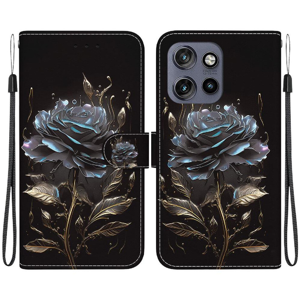 (C5 ) Flip Case For Motorola Moto S50 Card Slots Magnetic Closure Wallet Butterfly Flower Painted Pu Leather 764563425266