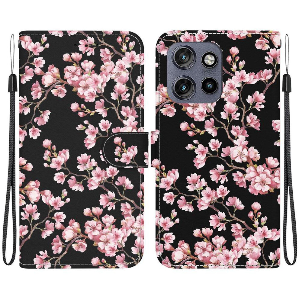 (C8 ) Flip Case For Motorola Moto S50 Card Slots Magnetic Closure Wallet Butterfly Flower Painted Pu Leather 764563425297