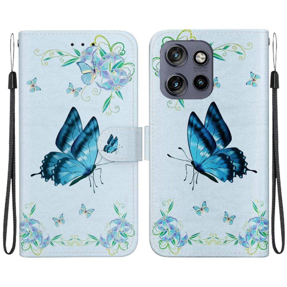 (C11 ) Flip Case For Motorola Thinkphone 25 Butterfly Flower Painted Pu Leather Wallet Magnetic Closure Card Slots 764563425433