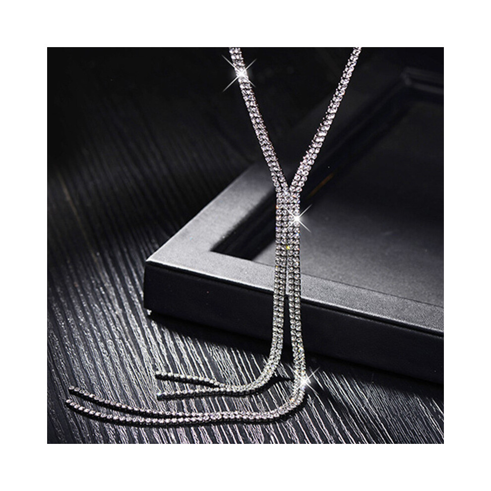 ( Gun Black)Collier pull long tendance en cristal forme de U pour femme disponible en or et couleurs noir