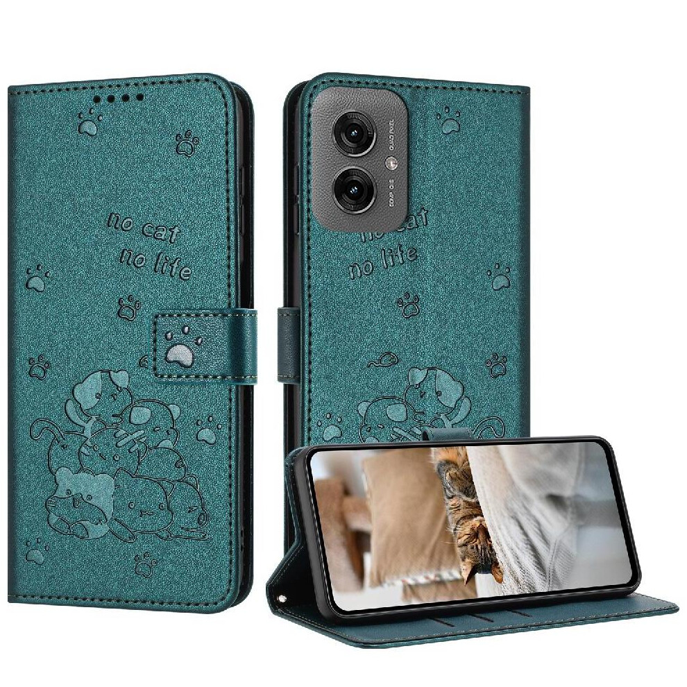 (C2) Flip Case For Motorola Moto G55 Leather Wallet Card Holder Kickstand Pu Leather Cute Cat 764563426881