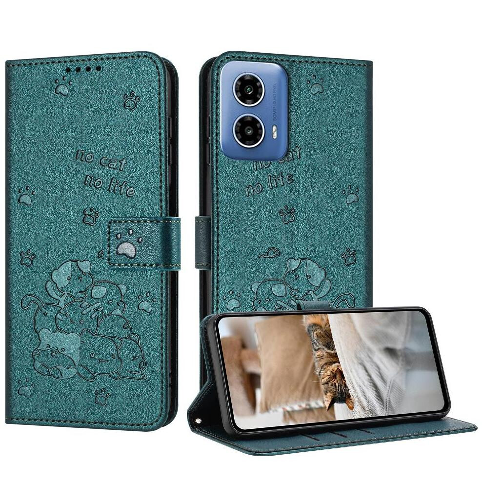 (C2) Flip Case For Motorola Moto G35 Leather Wallet Cute Cat Card Holder Kickstand Pu Leather 764563426942