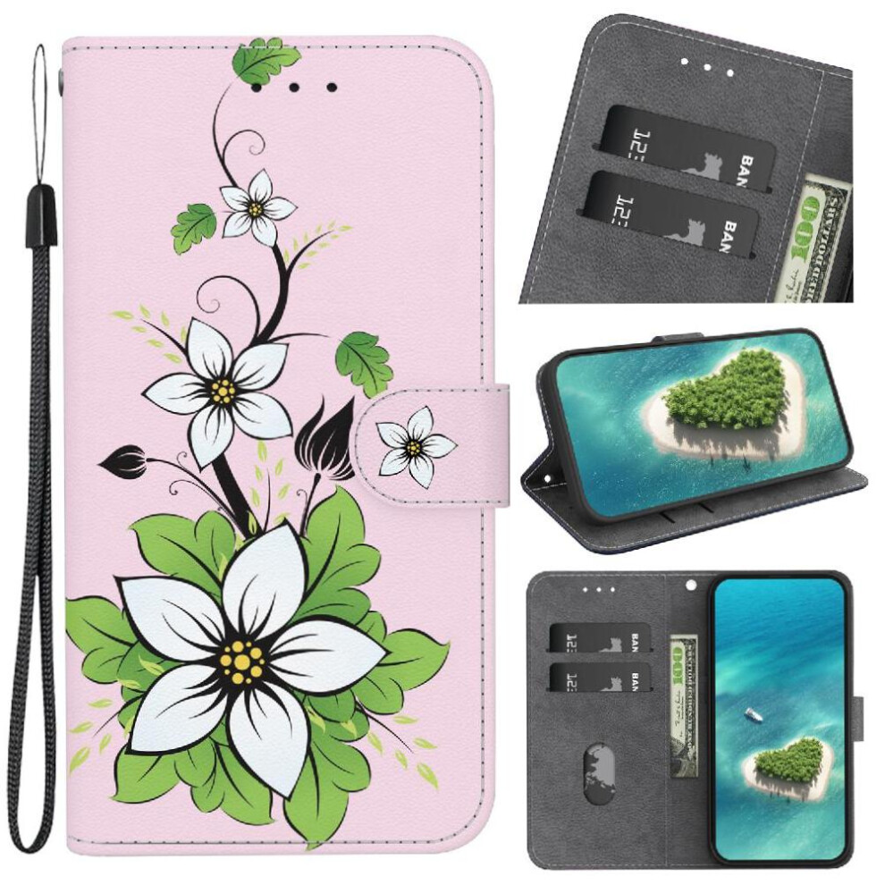 (C9 ) Flip Case For Motorola Moto G35 Pu Leather Wallet Butterfly Flower Painted Magnetic Closure Card Slots 764563427314