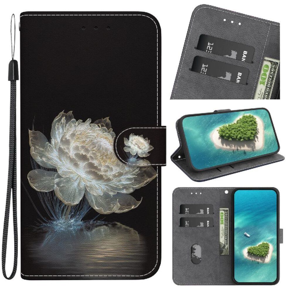(C3 ) Flip Case For Motorola Moto G35 Pu Leather Wallet Butterfly Flower Painted Magnetic Closure Card Slots 764563427253
