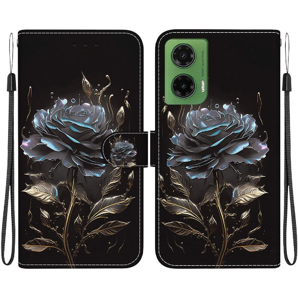 (C5 ) Flip Case For Motorola Moto G35 Pu Leather Wallet Butterfly Flower Painted Magnetic Closure Card Slots 764563427277