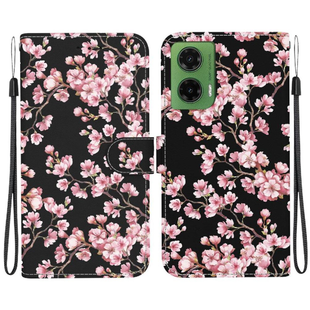 (C8 ) Flip Case For Motorola Moto G35 Pu Leather Wallet Butterfly Flower Painted Magnetic Closure Card Slots 764563427307