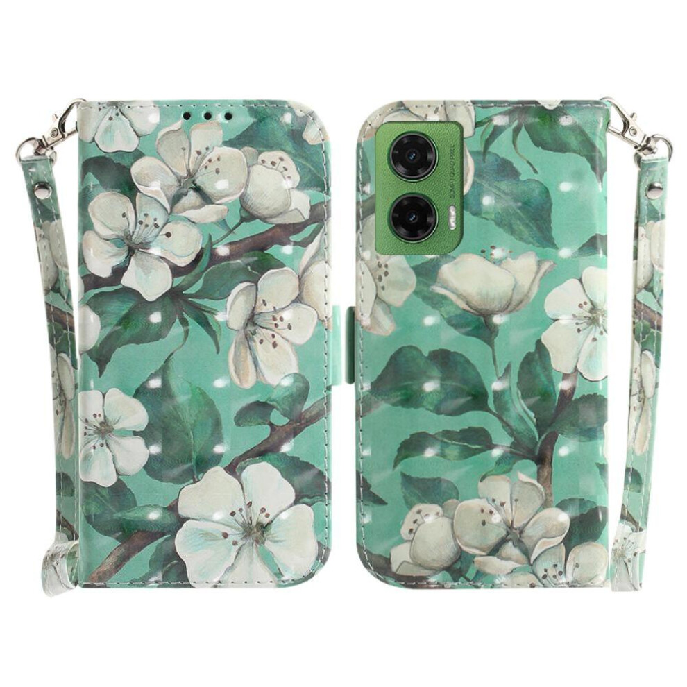 (C11 ) 3D Painted Protective Case For Motorola Moto G35 Magnetic Closure Pu Leather Lanyard Wallet Card Slots 764563428854