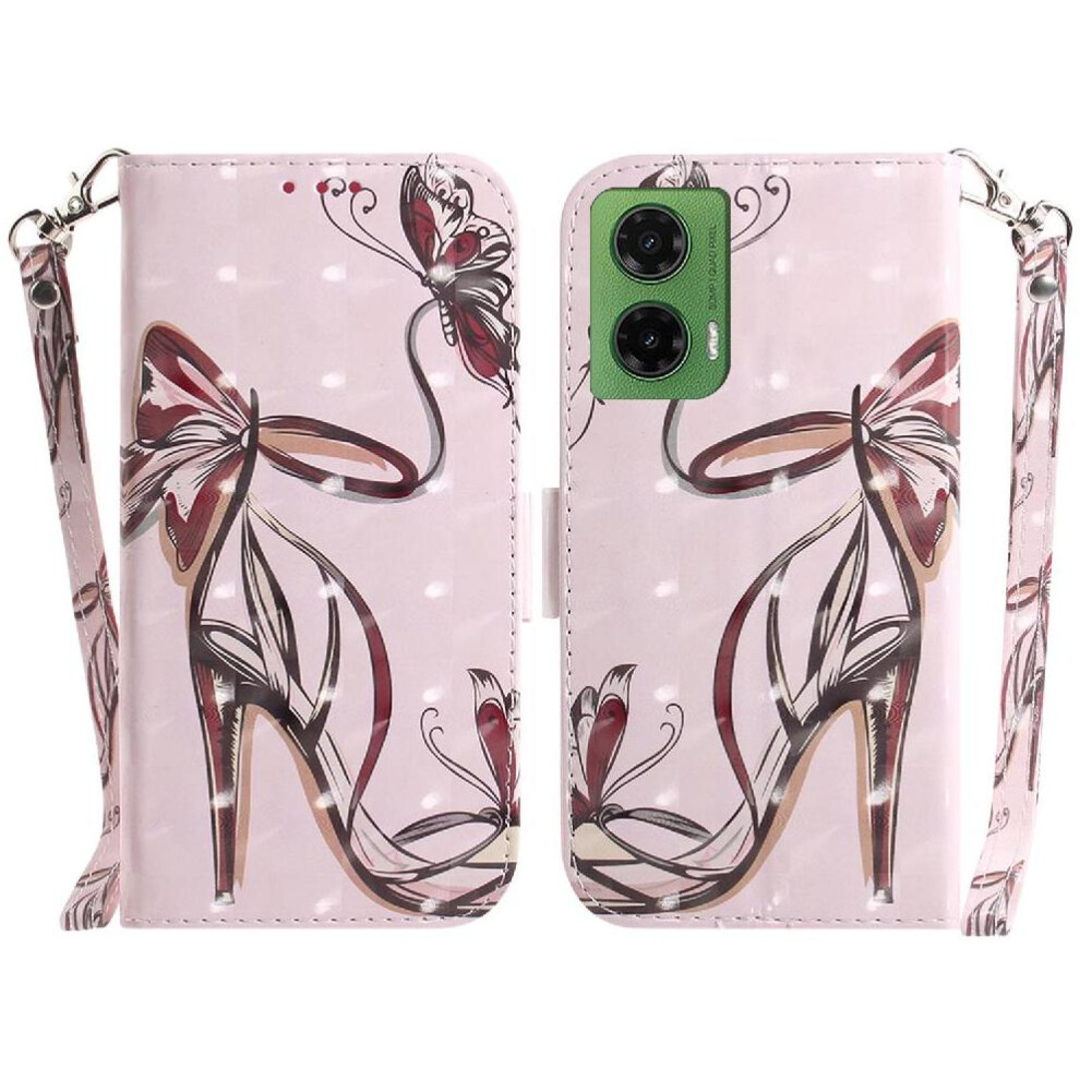 (C6) 3D Painted Protective Case For Motorola Moto G35 Magnetic Closure Pu Leather Lanyard Wallet Card Slots 764563428809