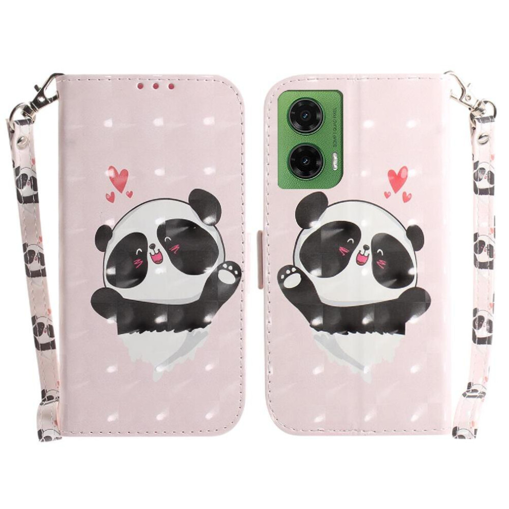 (C7 ) 3D Painted Protective Case For Motorola Moto G35 Magnetic Closure Pu Leather Lanyard Wallet Card Slots 764563428816