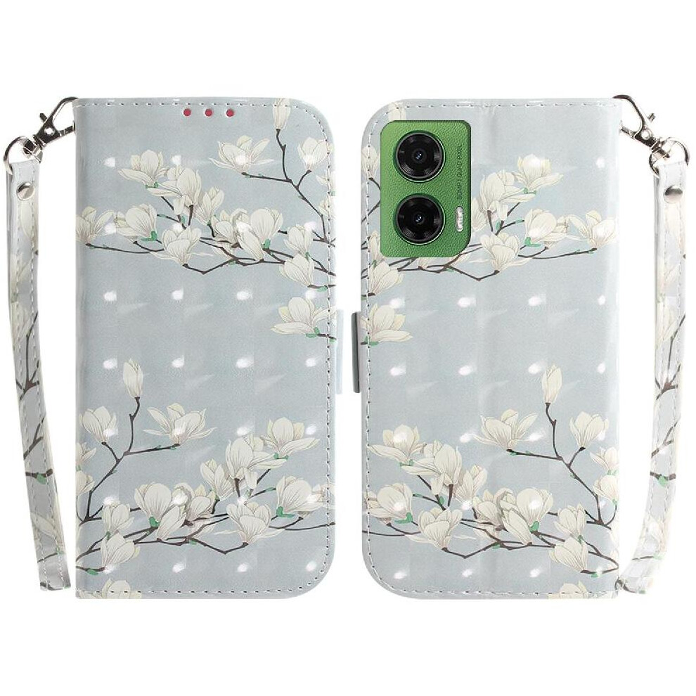 (C8 ) 3D Painted Protective Case For Motorola Moto G35 Magnetic Closure Pu Leather Lanyard Wallet Card Slots 764563428823