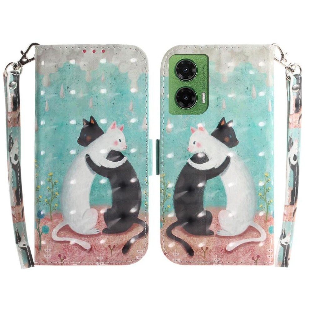 (C9 ) 3D Painted Protective Case For Motorola Moto G35 Magnetic Closure Pu Leather Lanyard Wallet Card Slots 764563428830