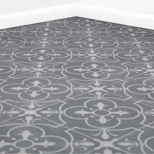 (2m, 4m) Grey Chic Retro Tile Vinyl Lino Roll Flooring Chic Style
