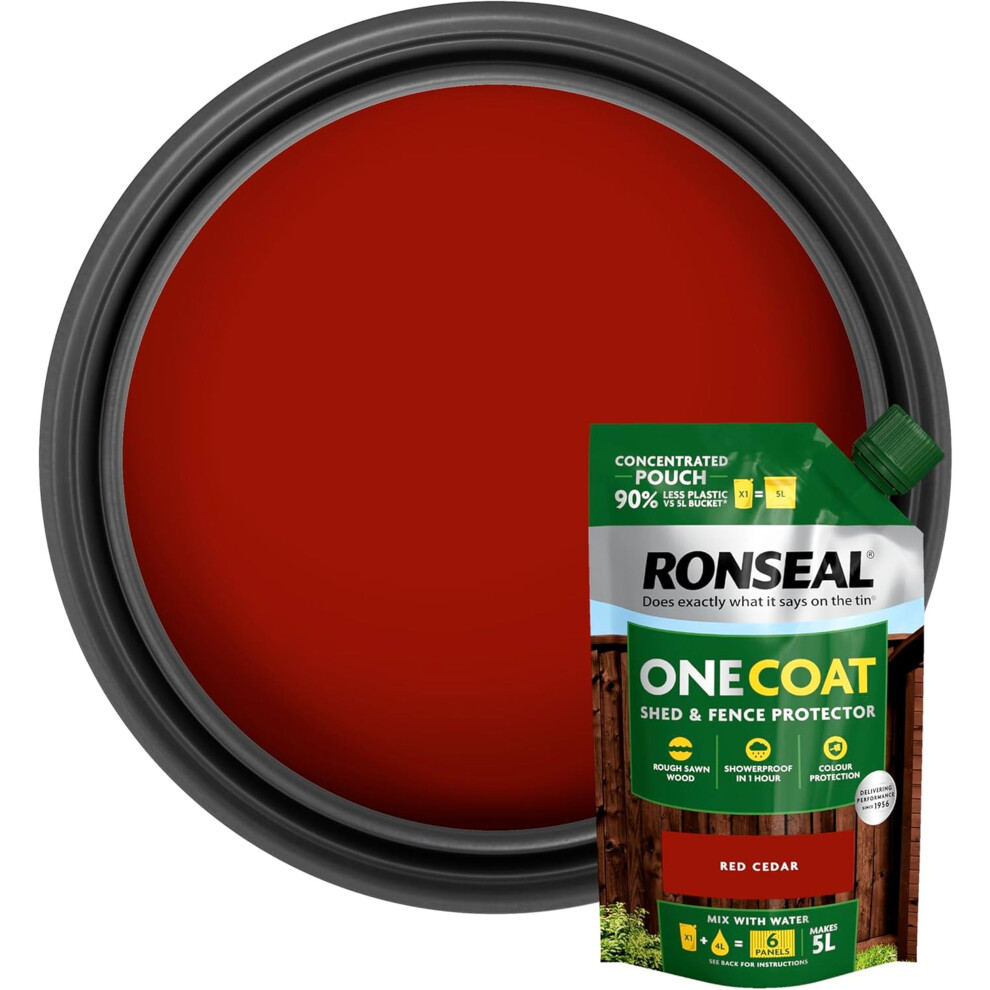 Ronseal Shed Fence Paint Red Cedar One Coat Concentrate Pouch 950ml