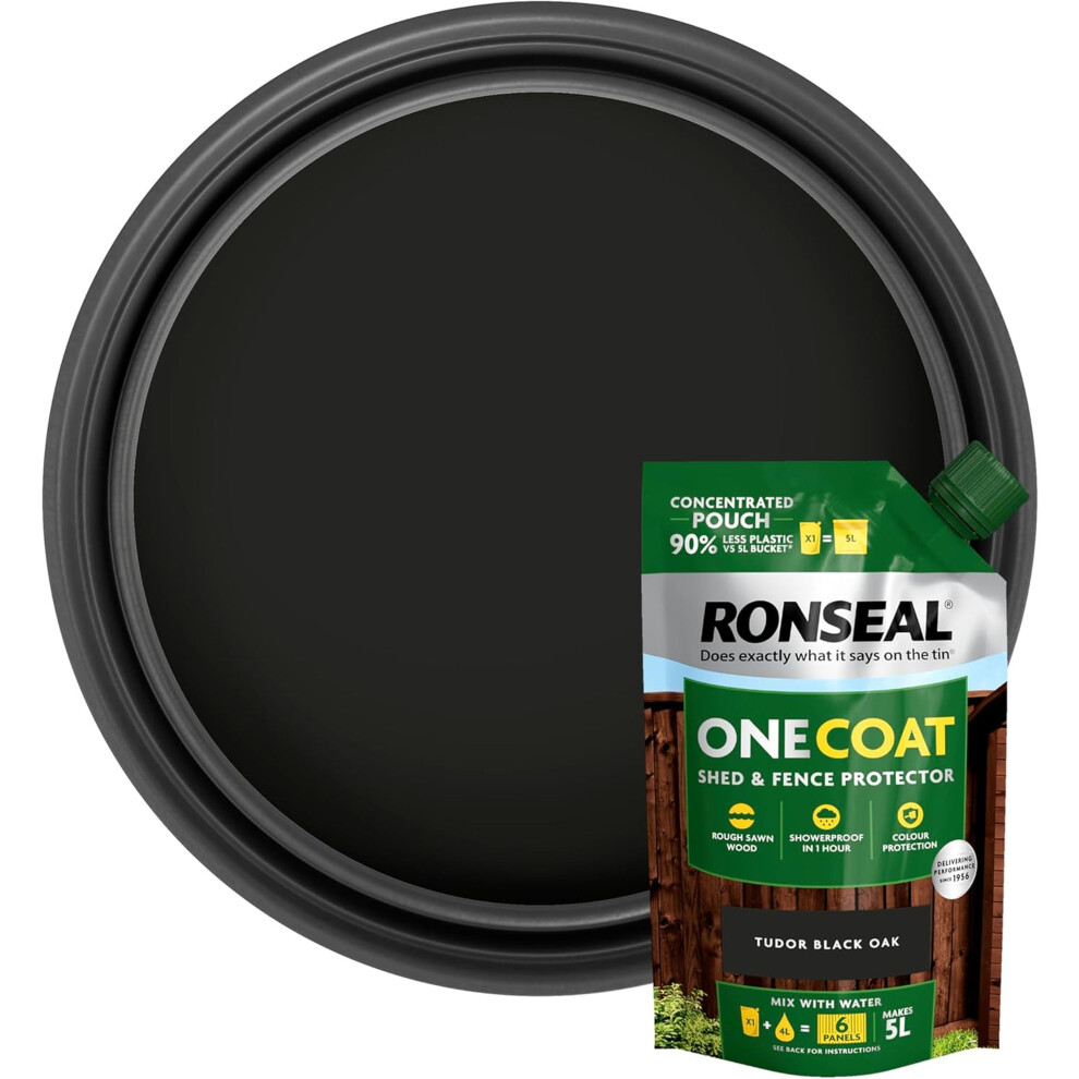 Ronseal Shed Fence Paint Black Oak One Coat Concentrate Pouch 950ml
