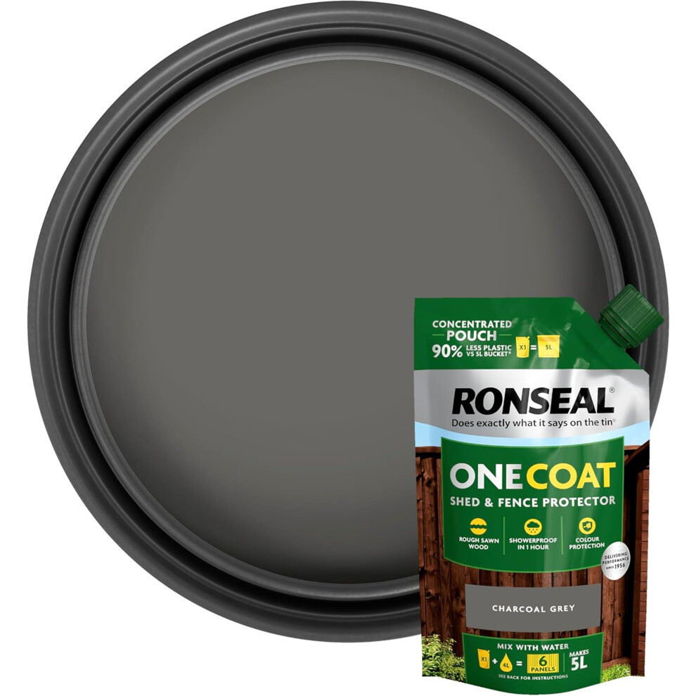 Ronseal Shed Fence Paint Charcoal Grey OneCoat Concentrate Pouch 950ml
