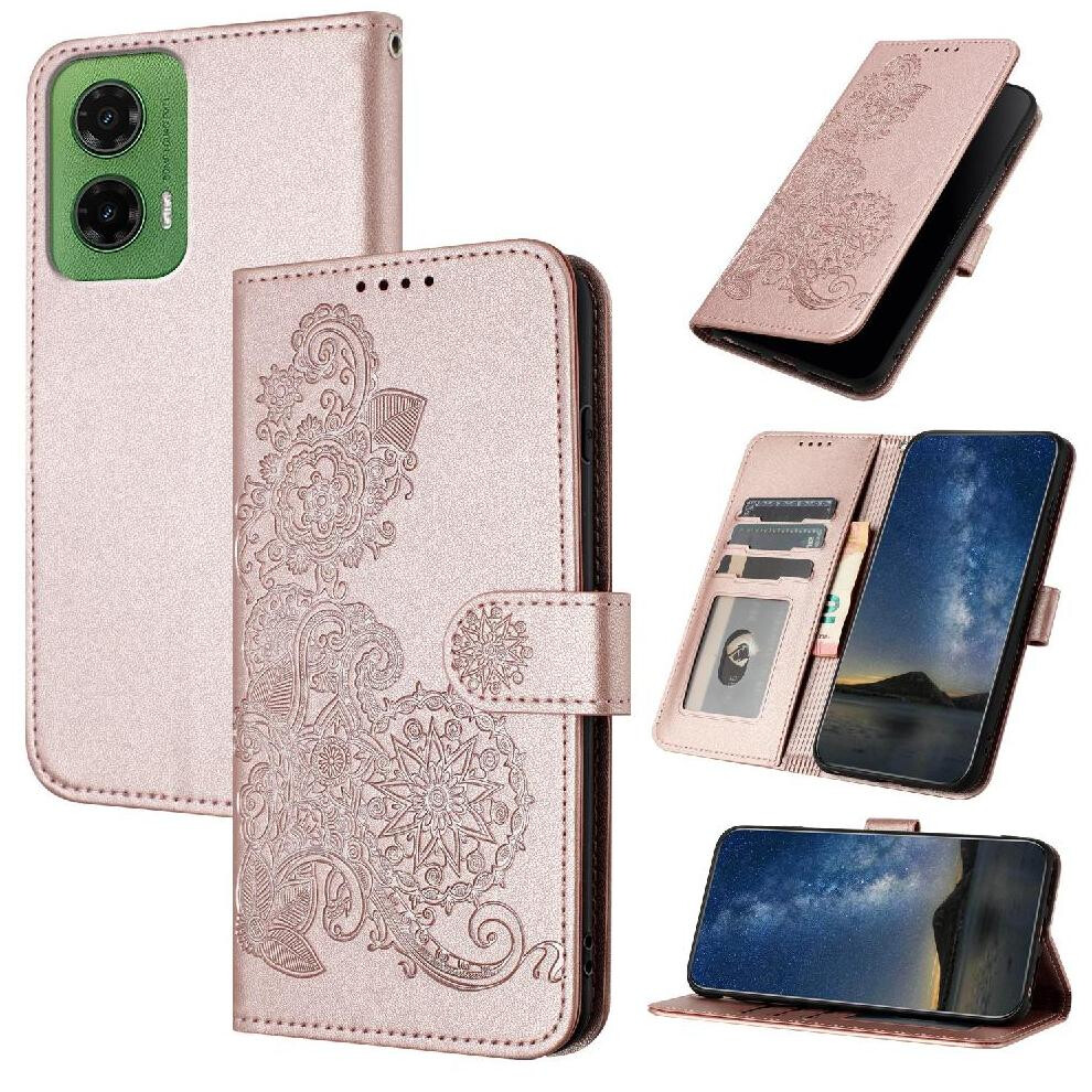 (Pink) Flip Case For Motorola Moto G35 Kickstand Protective With Card Slot Stand Pu Leather Magnetic Closure Flip Folio Book Pink 764563430062