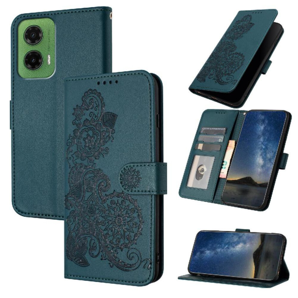 (Green) Flip Case For Motorola Moto G35 Kickstand Protective With Card Slot Stand Pu Leather Magnetic Closure Flip Folio Book Green 764563430116
