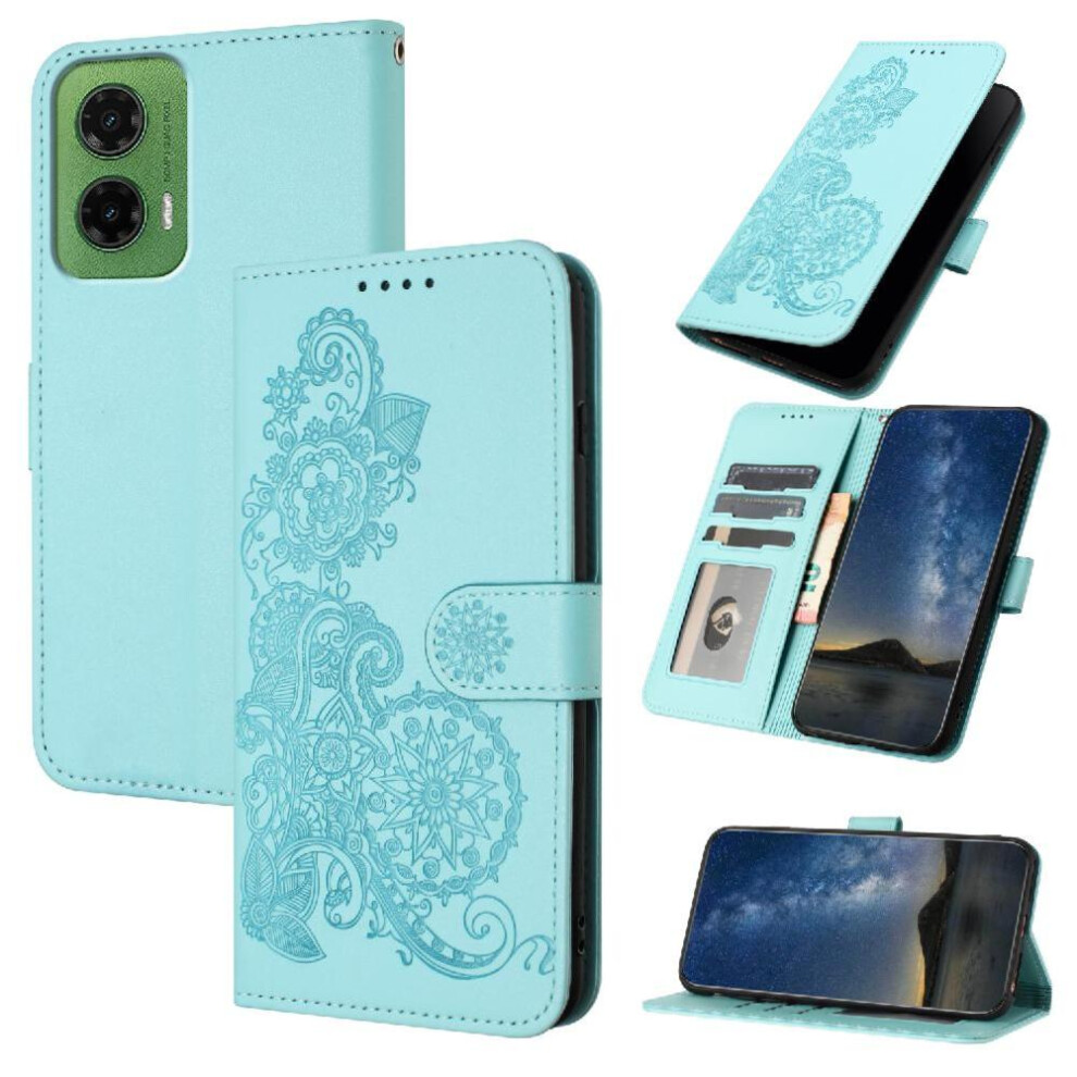 (Light ) Flip Case For Motorola Moto G35 Kickstand Protective With Card Slot Stand Pu Leather Magnetic Closure Flip Folio Book Blue 764563430123
