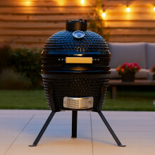 Neo Kamado 13" Ceramic Mini BBQ Grill Smoker Egg Charcoal Cooking Oven, Portable Oven and Smoker with Stand