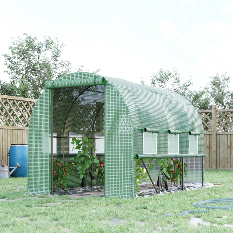Outsunny 3 X 2 X 2M Polytunnel House W/ Uv-Resistant Pe Cover, Green