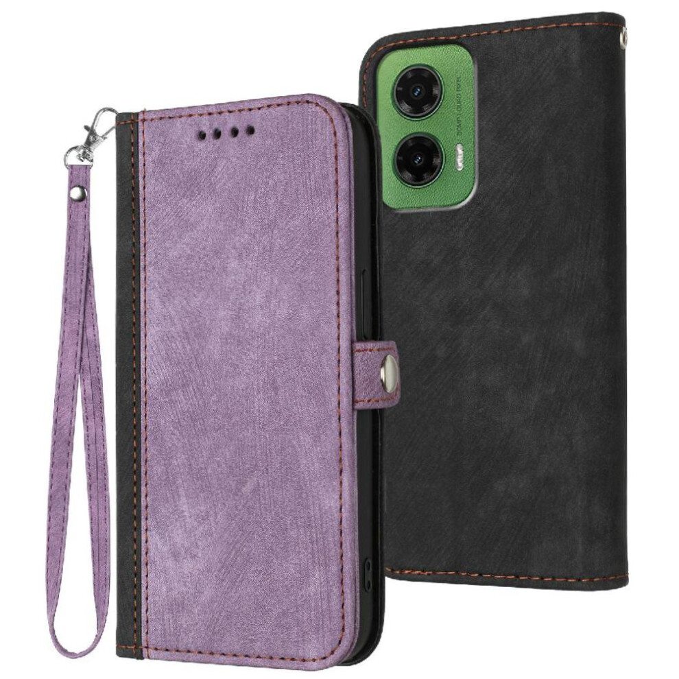 (Purple) Case For Motorola Moto G35 Flip Folio Book Kickstand Protective Wallet With Card Slot Stand Pu Leather Magnetic Closure Purple 764563430659