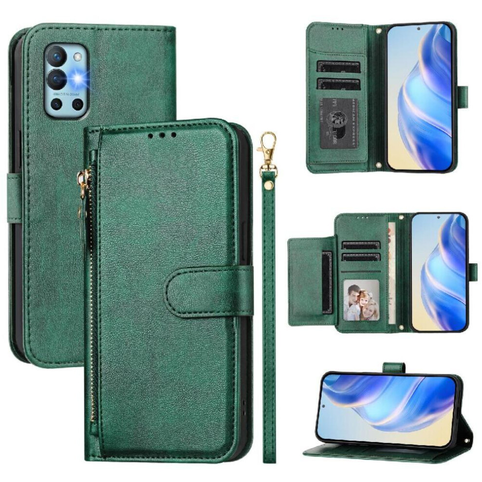 (Green) Flip Case For Oneplus 8T Zipper Card Holder Pu Leather Magnetic Green 764563431168