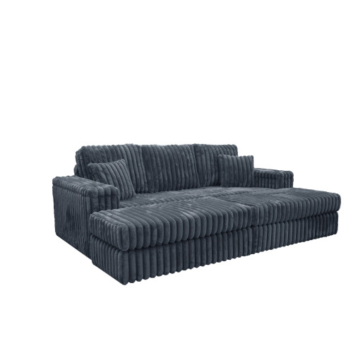 Snugg Furniture (Grey) LUXE 3 Seater chunky cord sofa with Footstool 2