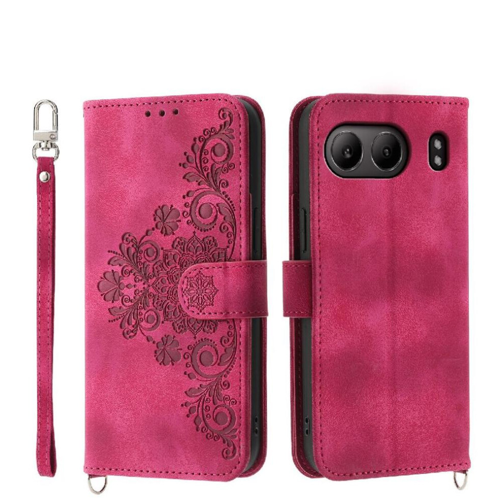 (Red) Flip Case For Oneplus Nord 4 5G Shockproof Wristband Embossed Multiple Credit Card Slots Red 764563431342
