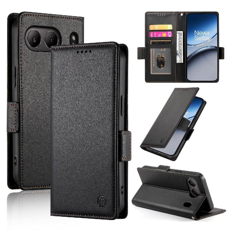 (Black) Flip Case For Oneplus Nord 4 5G Wallet Daily Use Card Slots Flip Business Black 764563431373