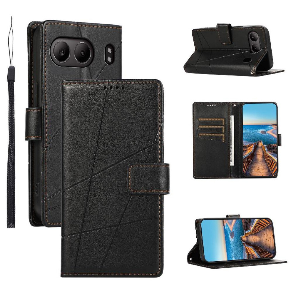 (Black) Flip Case For Oneplus Nord 4 5G Kickstand Shockproof Shock Absorbing Three Card Slots Black 764563431458