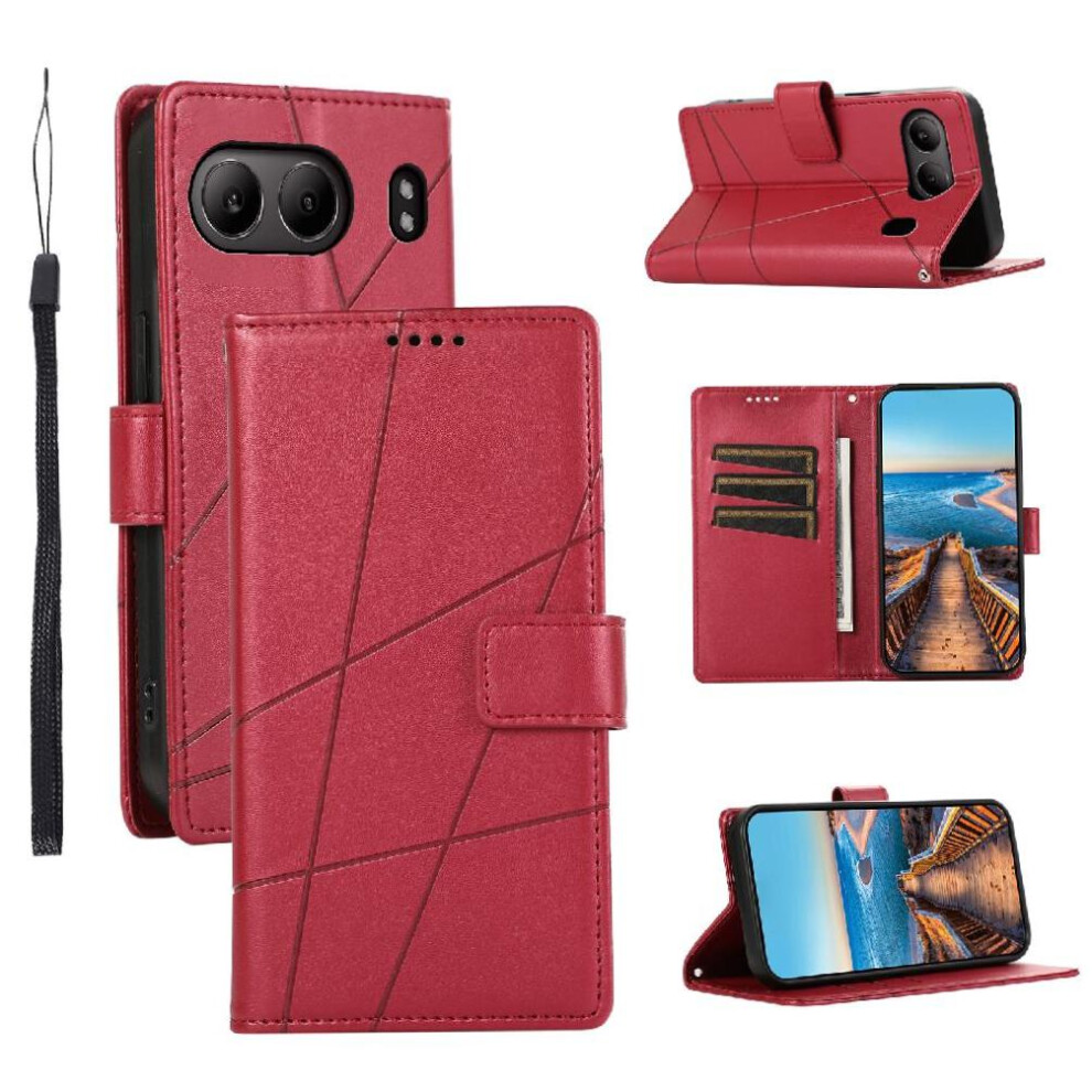 (Red) Flip Case For Oneplus Nord 4 5G Kickstand Shockproof Shock Absorbing Three Card Slots Red 764563431465