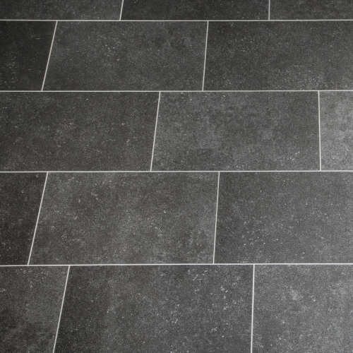 (4m, 5m) Black Tile Vinyl Lino Roll Flooring 2m & 4m Width 2