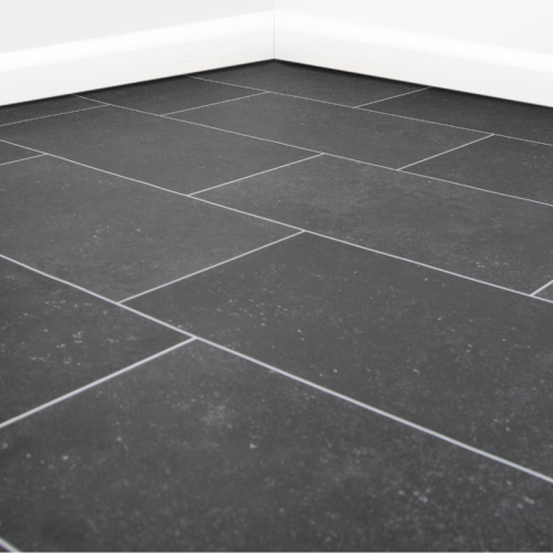 (4m, 10m) Black Tile Vinyl Lino Roll Flooring 2m & 4m Width