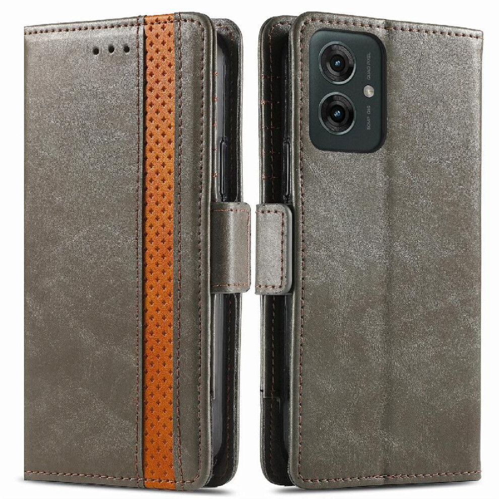 ( ) Case For Motorola Moto G35 Business Multi-Color Multi-Card Slot Wallet Splicing Gray 764563432240