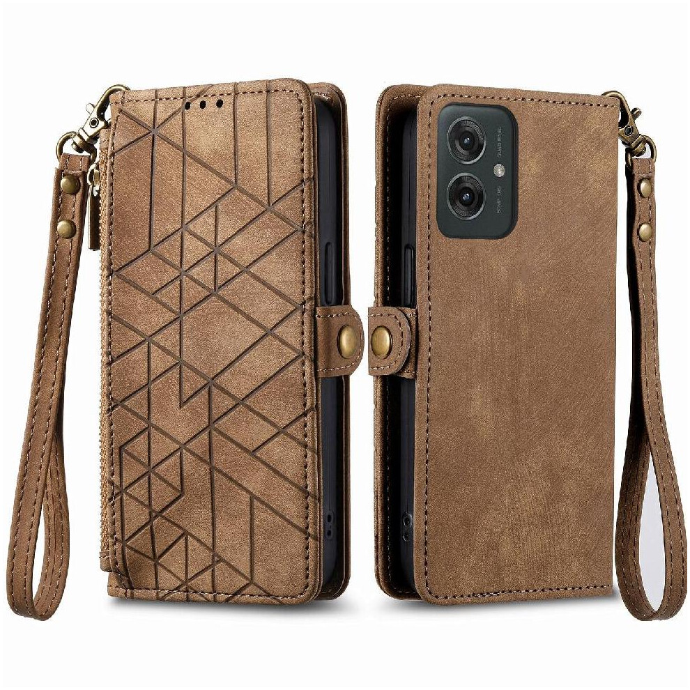 (Brown) Flip Case For Motorola Moto G35 Simple Business Wallet Shockproof Flip Cover Leather Case Brown 764563432400