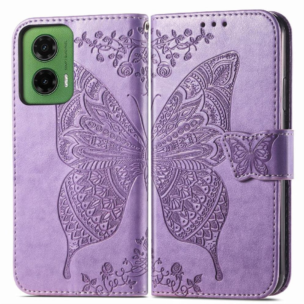 ( Violet) Case For Motorola Moto G35 Wallet Wing Business Multi-Color Butterfly Light 764563432745