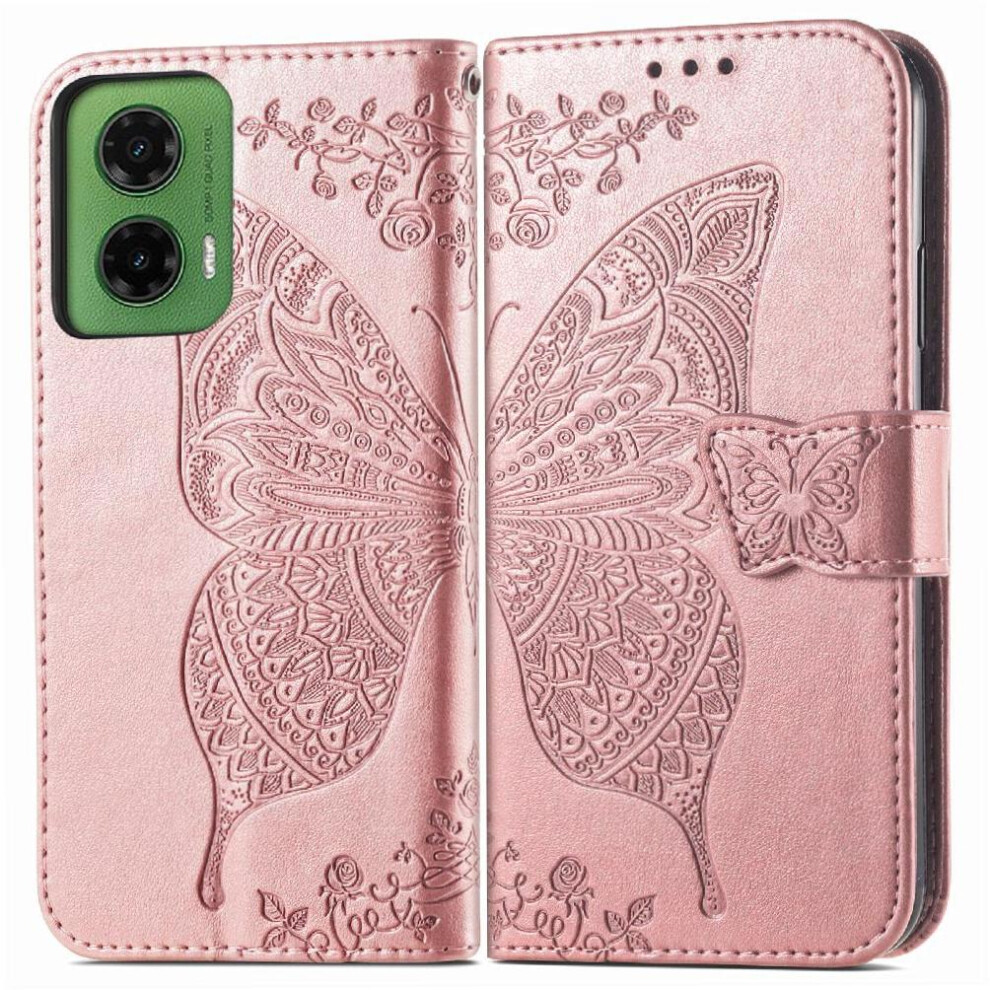 (Rose ) Case For Motorola Moto G35 Wallet Wing Business Multi-Color Butterfly Gold 764563432738
