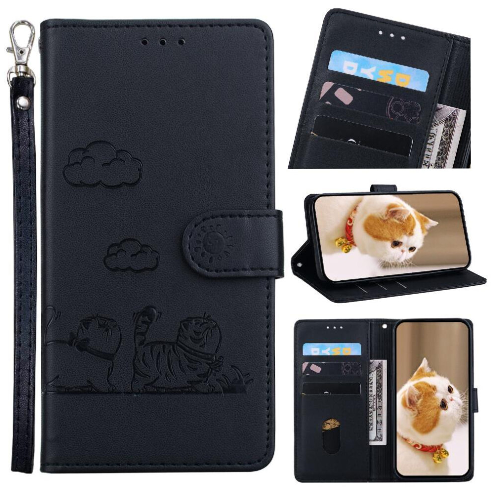(Black) Flip Case For Oneplus Nord Ce4 Lite Leather Wallet Card Slot Holder Kickstand Cat Rfid Black 764563433155