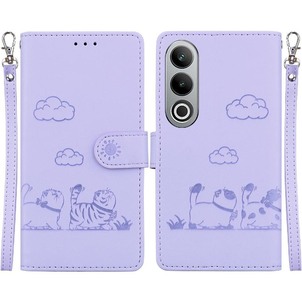 (Purple) Flip Case For Oneplus Nord Ce4 5G Leather Wallet Cat Rfid Card Slot Holder Kickstand Purple 764563433230