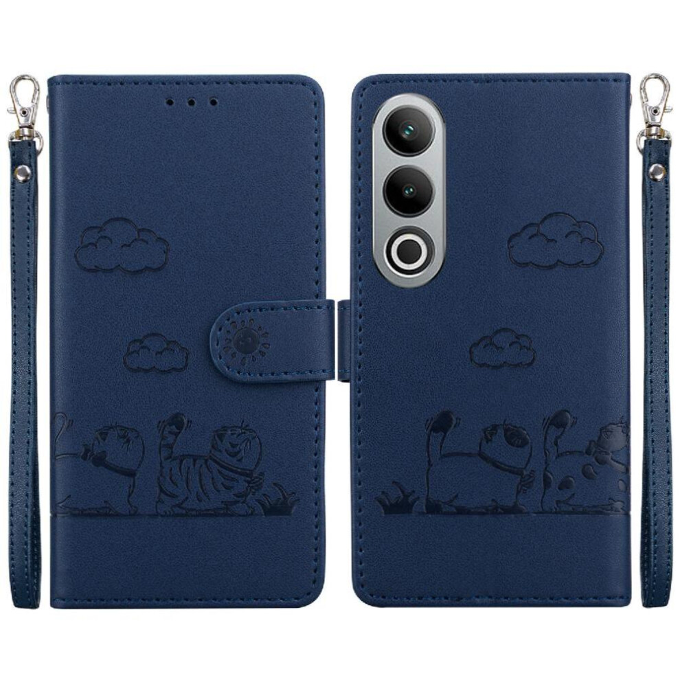 (Blue) Flip Case For Oneplus Nord Ce4 5G Leather Wallet Cat Rfid Card Slot Holder Kickstand Blue 764563433254