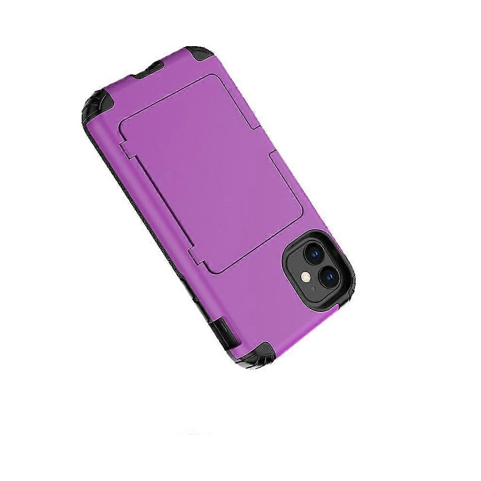 (Iphone Xr 6.1) Card-Silicone Anti-Drop Phone Case, Flip Phone Case For Cosmetic Mirror, Suitable For Iphone X Series(Purple) Purple 5004229705079
