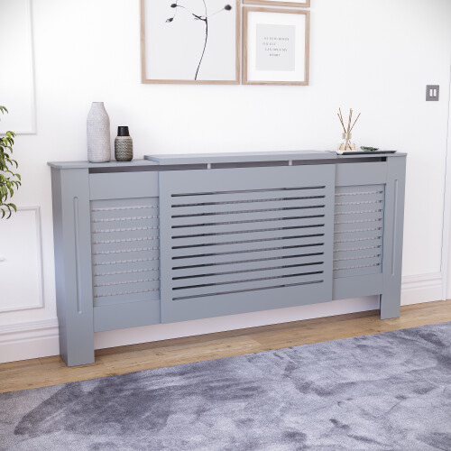 Vida Designs (Adjustable) Milton Radiator Cover Cabinet Vents Dark Grey