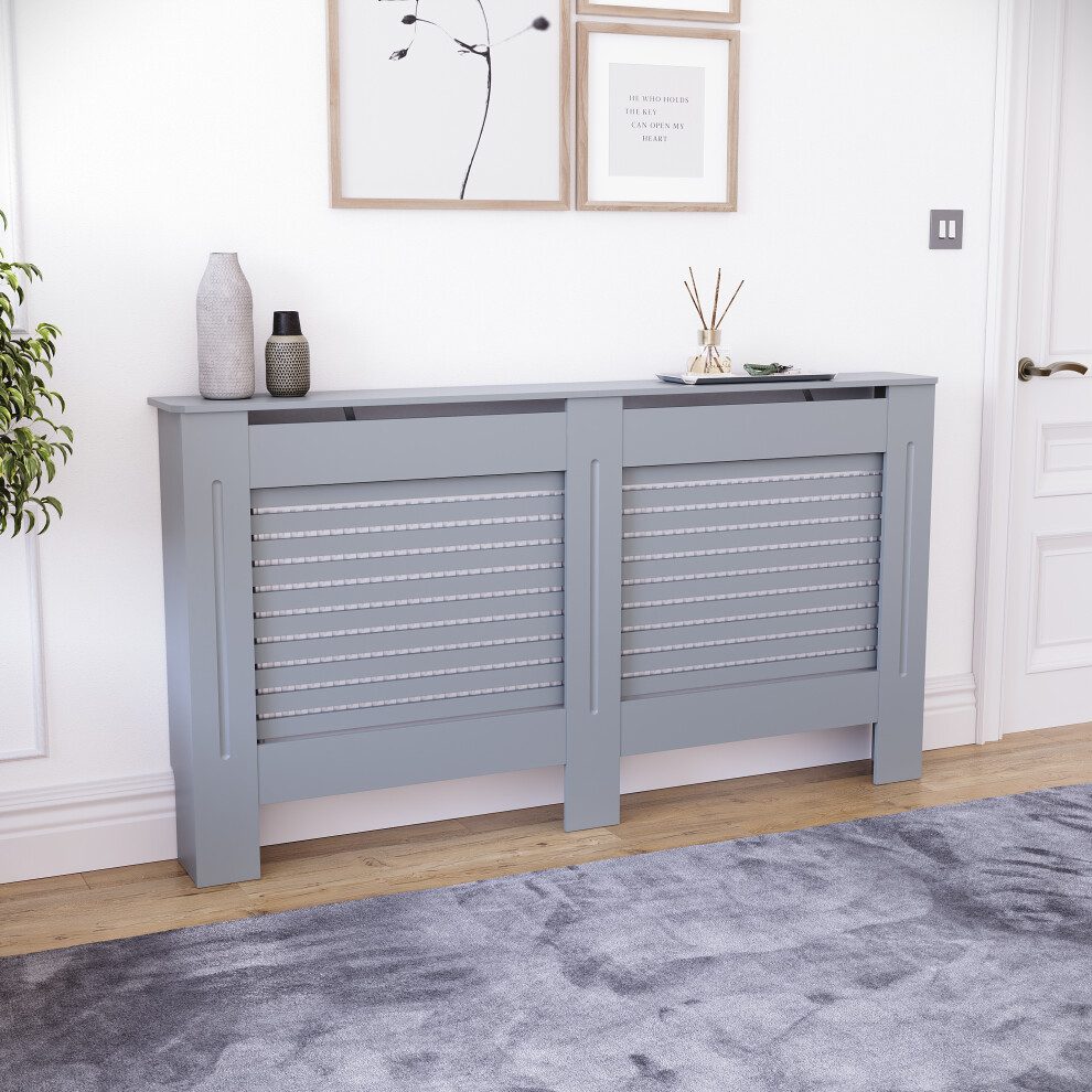 Vida Designs (Large) Milton Radiator Cover Cabinet Vents Dark Grey