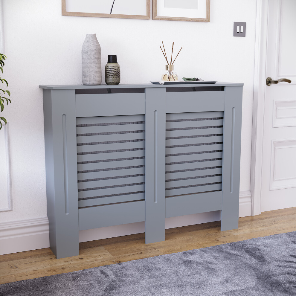 Vida Designs (Medium) Milton Radiator Cover Cabinet Vents Dark Grey