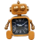 Robot Desk Clock | Compact Analogue Clock with Orange Metal Frame 1