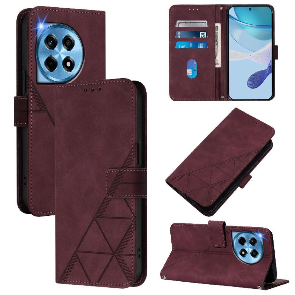 (Red) Case For Oneplus 12R 5G Credit Card Holder Pu Leather Wallet Cover Flip Folio Book Protective Red 764563433933